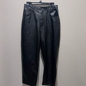 Abercrombie & Fitch Black Cropped Leather Pants